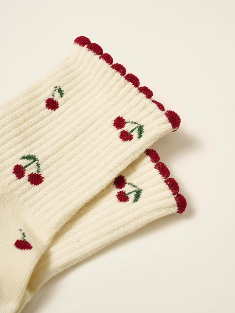 Shapes Studio Crew Half Calf Grip Socks, Cutest Fruits Pilates Socks, Ruffle socks, Non-Slip, Barre Yoga Fitness - Image 3